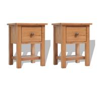 Vidaxl Nightstands 2 Pcs 36X30X47 Cm Solid Oak Wood