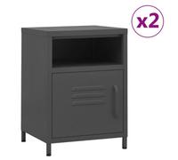 (anthracite, 2) vidaXL 1/2x Nightstand Steel Bedside Bed Side Storage Cabinet Multi Colours