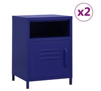 (navy blue, 2) vidaXL 1/2x Nightstand Steel Bedside Bed Side Storage Cabinet Multi Colours