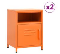 vidaXL Nightstands 2 pcs Orange 35x35x51 cm Steel