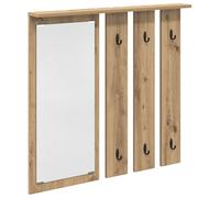 vidaXL Oak Wall Mounted Coat Rack Handcrafted in Engineered Wood Dimensions: 84 x 10 x 80 cm with Strong Metal Hooks Ideal for Home Organizing Coats, Screed