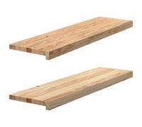 vidaXL Oak Wooden Window Sills Untreated 2-Pack 90x30x2 cm Rectangular Display Ledges for Living Room, Bedroom