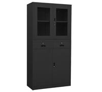 vidaXL Office Cabinet Anthracite 90x40x180 cm Steel and Tempered Glass