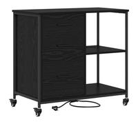 vidaXL Office Cabinet Black oak 76 x 41 x 72 cm Engineered wood, AmpleStorage for Office, Modern Rectangular Cabinet with Charging Station, Organize Workspace with Minimalist Design