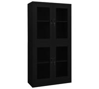 vidaXL Office Cabinet Black Steel and Tempered Glass File Storage Cabinet