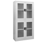 vidaXL Office Cabinet Light Grey Steel and Tempered Glass File Storage Cabinet
