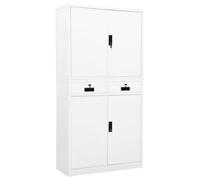vidaXL Office Cabinet White Steel Furniture Filing File Storage Cabinet Locker