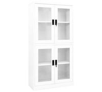 Vidaxl Office Cabinet White 90X40X180 Cm Steel And Tempered Glass