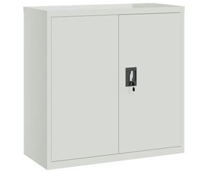 vidaXL Office Cabinet with 2 Doors Grey 90cm Steel 2 Shelves Storage Locker