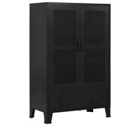 vidaXL Office Cabinet with Mesh Doors Steel 75x40x120cm Black Filing Cabinet
