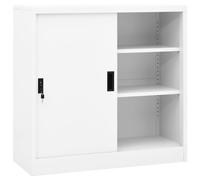 vidaXL Office Cabinet with Sliding Door White Steel File Side Storage Cabinet