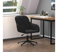 vidaXL Black Velvet Height-Adjustable Swivel Office Chair - Size: 72 x 56 x 61.5cm - Wilko
