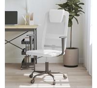 vidaXL Office Chair White Mesh Fabric and Faux Leather