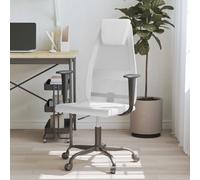 vidaXL Office Chair White Mesh Fabric and Faux Leather
