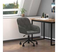 vidaXL Dark Grey Velvet Height-Adjustable Swivel Office Chair with Wheels - Size: 72 x 56 x 61.5cm - Wilko