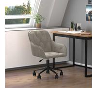 vidaXL Light Grey Velvet Height-Adjustable Swivel Office Chair with Wheels - Size: 72 x 56 x 61.5cm - Wilko
