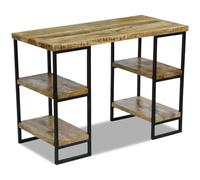 vidaXL Office Desk Mango Wood 110x50x76cm with 4 Shelves Computer Study Table