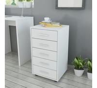 Vidaxl Office Drawer Unit With Castors 5 Drawers White