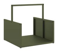 vidaXL Olive Green Firewood Holder - Cold-Rolled Steel Log Rack 40x40x40cm - Indoor Outdoor Wood Storage
