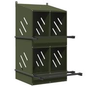 vidaXL Chicken Nesting Box with 4 Compartments Olive Green Metal
