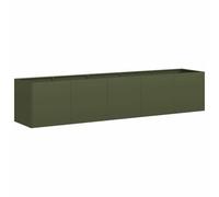 vidaXL Olive Green Planter Box - Cold-Rolled Steel Plant Pot 200x40x40 cm for Garden/Balcony/Patio