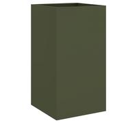 vidaXL Olive Green Planter - Cold-Rolled Steel Rectangular Outdoor/Indoor Garden Pot 42x38x75 cm for Balcony, Terrace, Patio