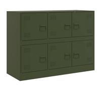 vidaXL Olive Green Sideboard - Cold-Rolled Steel Storage Cupboard with 6 Compartments, Metal Handles, 99x39x73cm for Living/Dining Room