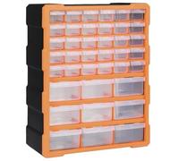 vidaXL Orange & Black Multi-Drawer Organiser - Plastic Storage Unit with 39 Drawers - Ideal for Tools, Nuts, Bolts, Screws & Craft Supplies