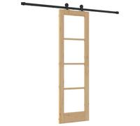 vidaXL Orkdal Sliding Door with Fitting Set Solid Wood and Glass