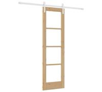 vidaXL Orkdal Sliding Door with Fitting Set Solid Wood and Glass