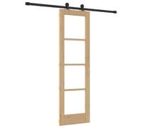 vidaXL Orkdal Sliding Door with Mounting Kit Solid Wood and Glass