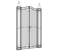vidaXL - Ornamental Wrought Iron Garden Gate/Fence Panel - Black - 121x8x200 cm - Durable & Decorative with Secure Lock