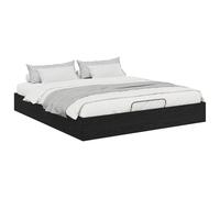 vidaXL Ottoman Bed Frame Black Oak 203 x 160 x 25 cm Chipboard, Modern Space-Saving Bed Frame, Elegant Ottoman Storage Solution for Home Bedroom, Contemporary Chipboard Design