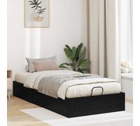 Ottoman Bed Frame Black Oak 203 x 90 x 25 cm Engineered Wood