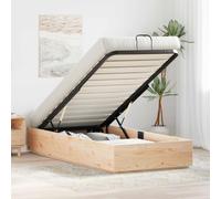 vidaXL Ottoman Bed Frame Natural 90 x 200 cm Solid Pine Wood