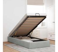 vidaXL Ottoman Bed Frame No Mattress Light Grey Single Velvet