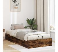 vidaXL Ottoman Bed Frame Smoked Oak 203 x 90 x 25 cm Engineered Wood