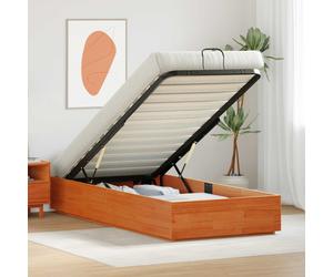 vidaXL Ottoman Bed Frame Wax Brown 90 x 200 cm Solid Pine Wood