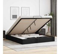 vidaXL Ottoman Bed Frame without Mattress Black Super King Faux Leather