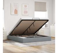 vidaXL Ottoman Bed Frame without Mattress Light Grey Super King Fabric