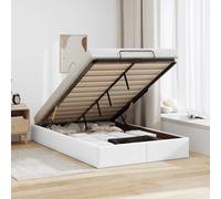vidaXL Ottoman Bed Frame without Mattress White Double Faux Leather
