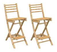 Outdoor Bar Stools with Footrests 2 pcs Foldable Bamboo vidaXL