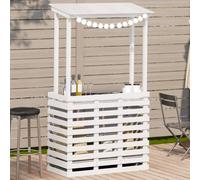 Vidaxl Outdoor Bar Table With Roof White 112.5X57X195.5 Cm Solid Wood