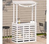 vidaXL Outdoor Bar Table with Roof White 112.5x57x195.5 cm Solid Wood