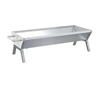 vidaXL Outdoor BBQ Drip Tray - Stainless Steel Grilling Accessory, Silver, 118x42x30.5cm with Powder-Coated Steel Legs for Patio/Garden