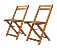 vidaXL 2x Solid Acacia Wood Bistro Chairs 40x51x80cm Outdoor Garden Patio Seat