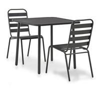 vidaXL Outdoor Bistro Set 3 Piece Steel Dark Grey Slatted Garden Stool Table