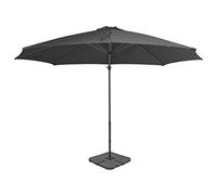 vidaXL Outdoor Cantilever Umbrella with Portable Base, UV-Resistant Cover and Sturdy Aluminium Frame, Rotating Design for Optimal Sun Coverage, Anthracite
