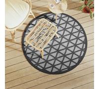 vidaXL Outdoor Carpet ARAKIL Black Ø120 cm PP