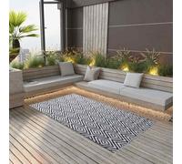 vidaXL Outdoor Carpet ARAKIL White and Black 160x230 cm PP, Balcony Carpet, Outd